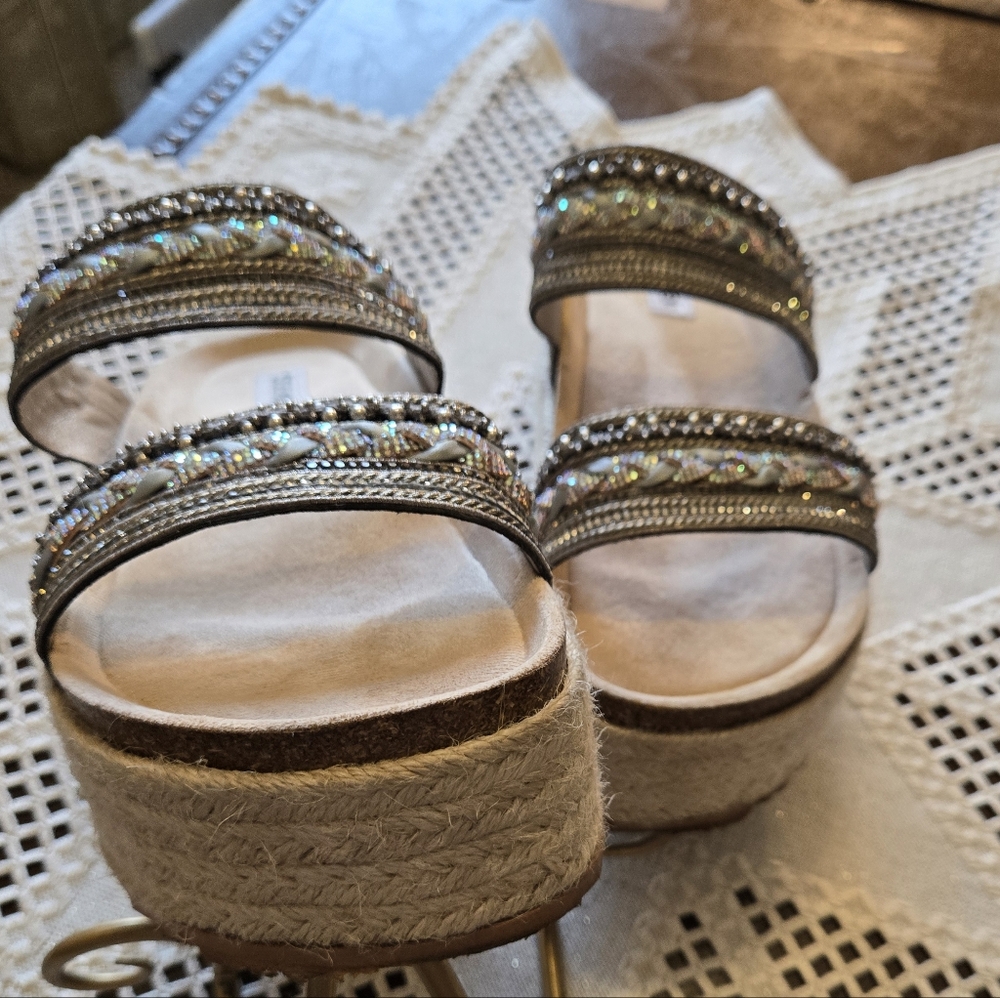 Steve Madden Metallic Braided Platform Slide Sandals - Silver - Picture 7 of 12